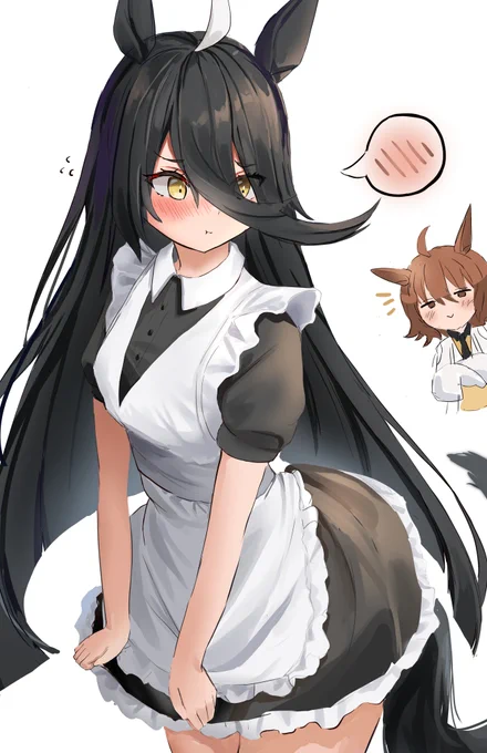 お気に入りのメイドタキオンとカフェ(再掲)#ウマ娘 #アグネスタキオン #マンハッタンカフェ 