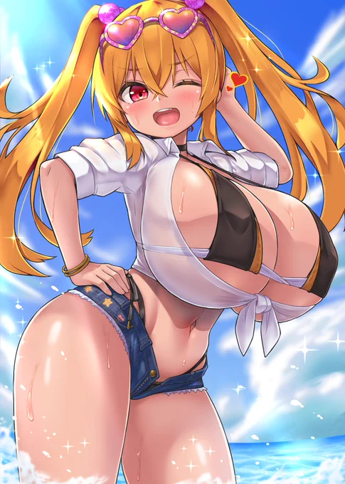 ロリ巨乳サマー!!#オリジナルイラスト #オリジナルキャラクター 