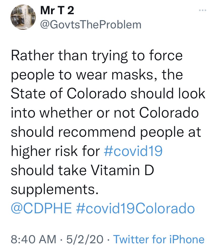 Did people die because our Government locked people up and refused to look into Vitamin D link to worse outcomes from COVID? What did the State of Colorado do when it became obvious there was a link at the start of COVID?
#covid19Colorado