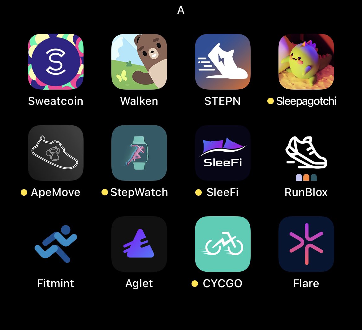 Naru_nunu's tweet photo. 🔎 
🛌 #SleeFi           #Sleepagotchi 
👟 #STEPN  (S)  #fitmint        #Runbox 
      #APEmove     #Stepwatch
🚴‍♀️ #cycgo 
🚶‍♀️ #Aglet             #Walken     #Flare https://t.co/hFAzI0lPYB