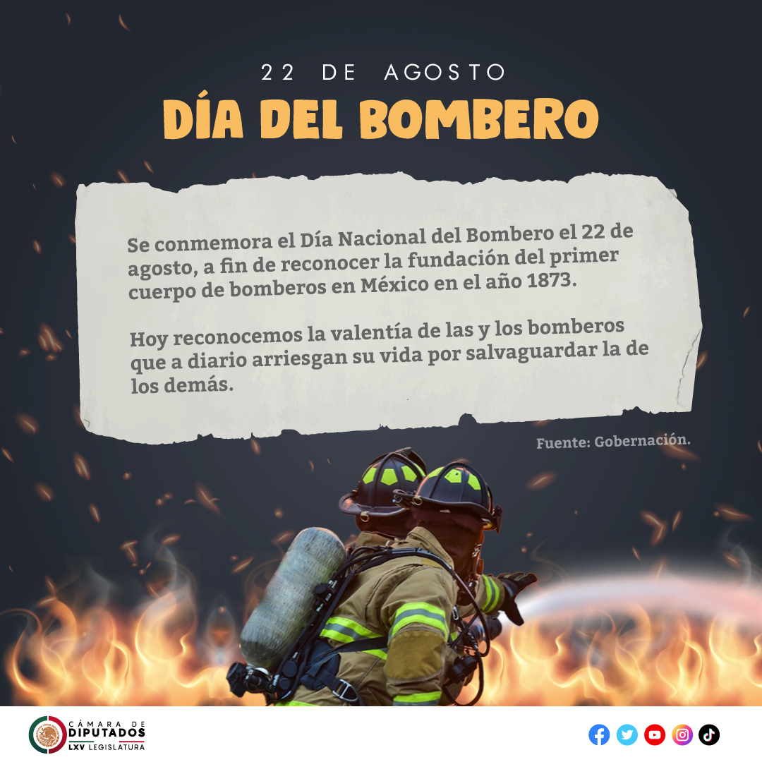 Mx_Diputados's tweet photo. 👩🏽‍🚒👨🏽‍🚒 Hoy se conmemora el #DíaDelBombero y desde la Cámara de Diputados queremos reconocer la valentía de todas aquellas personas que, a diario, arriesgan su vida por salvaguardar la de los demás. https://t.co/Zsjb6odkJ3