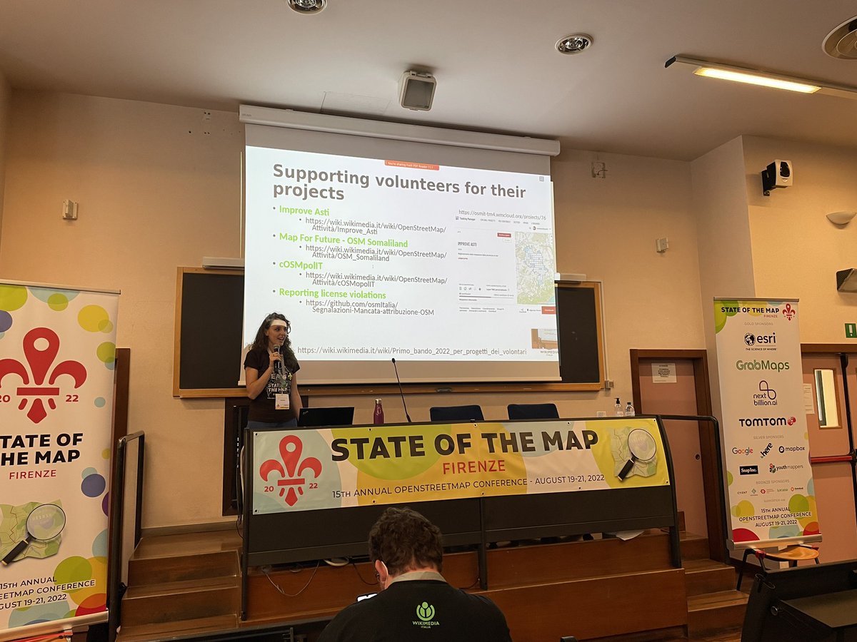 It’s <a href="/OpenStreetMapIt/">OpenStreetMap Italia</a> and  @WikimediaItalia time at #Sotm2022!!
<a href="/AnisaKuci/">Anisa Kuci</a> is presenting the activity of #WMI for #OSM