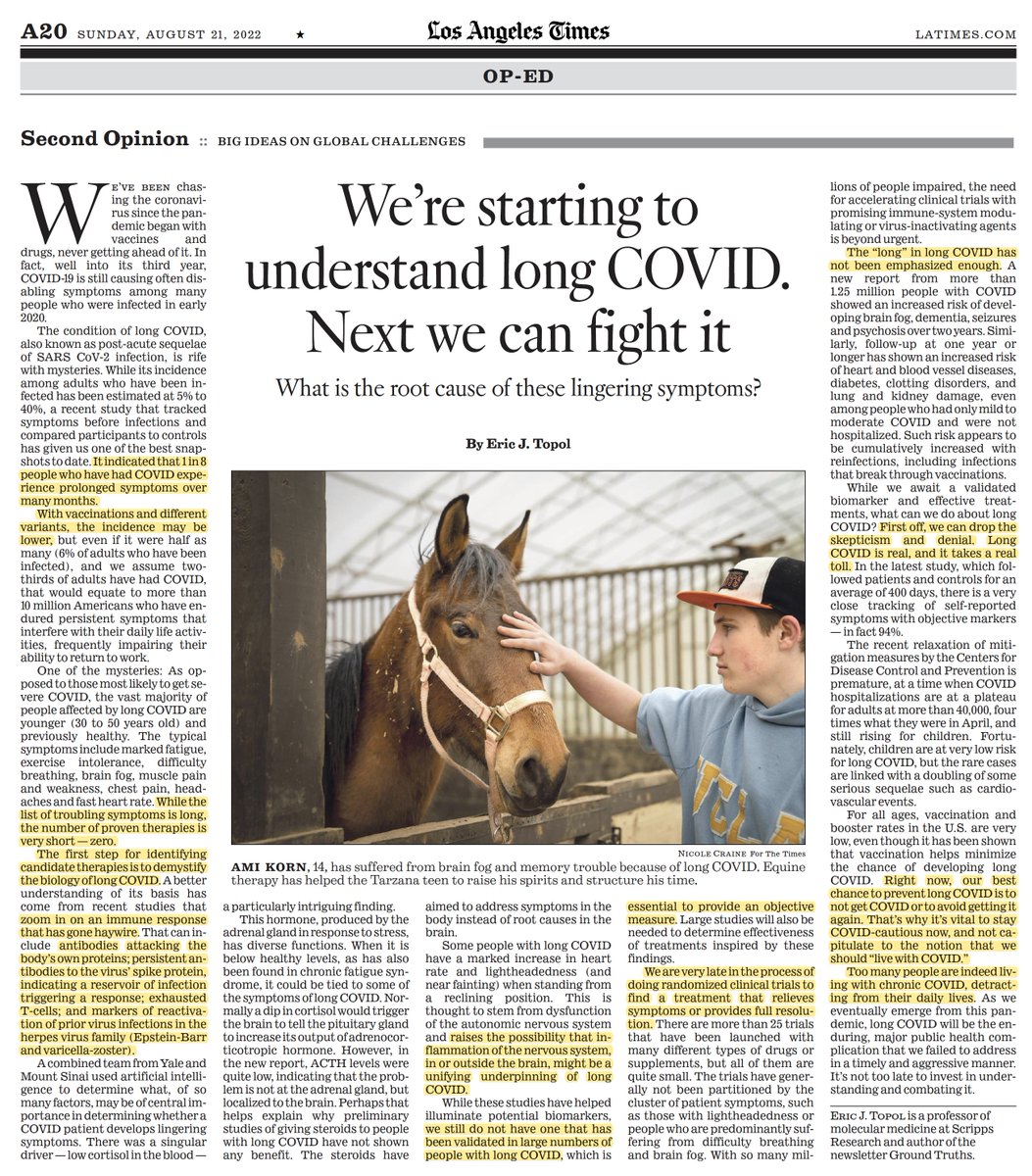 I wrote about where we stand with #LongCovid after a cluster of new studies latimes.com/opinion/story/… @latimes
