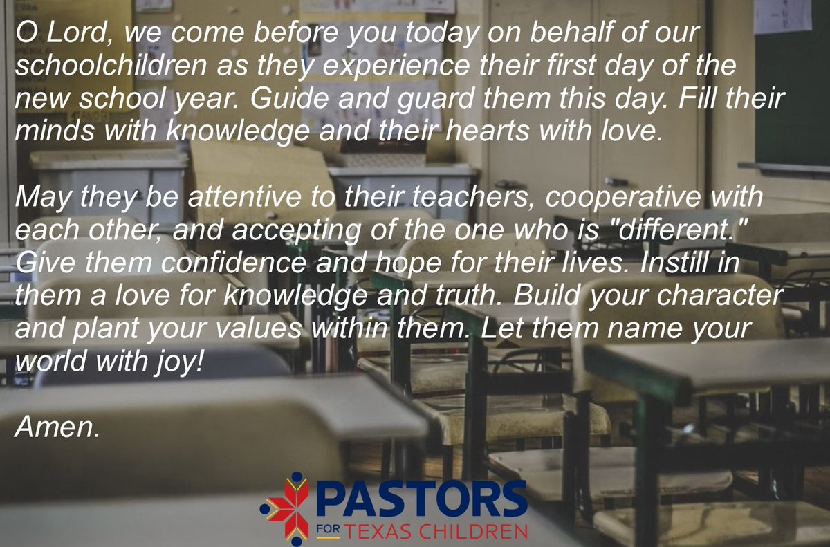 pastors4txkids's tweet photo. Our prayer for our children.

Blessed Sabbath to you all! The Lord is with you! https://t.co/8RBqIx4xX5
