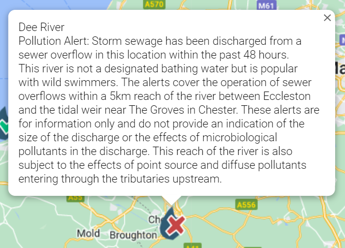 BenWalkerUK's tweet photo. Sewage warning along the River Dee between Eccleston and the Groves @ShitChester. https://t.co/9wkp1W2x0f https://t.co/EdLVQE9v7T