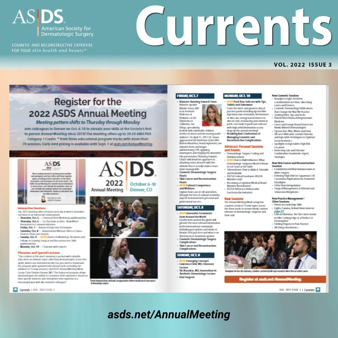 ASDSmembers's tweet photo. The latest issue of Currents provides 2022 ASDS Annual Meeting highlights. Read all about interactive and new sessions, plenaries, special lectures, advocacy-focused events and much more. Register by Sept. 1 for early-bird savings! https://t.co/tV3OYeIQMV 
 
#ASDSMembers https://t.co/S3DdLukk3x