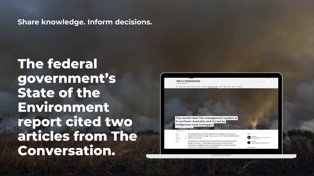 ConversationEDU's tweet photo. The govt’s State of the Environment report cited 2 @ConversationEDU articles: 👏
1. #Indigenous 🔥 mgmt – @RohanFisher4 + J Altman @CDUni @ANUmedia: https://t.co/49jZVfRHOg
2. Sandalwood extinction – @RichardMcLellan et al @CharlesSturtUni @CurtinUni: https://t.co/zgFOY5CiZC https://t.co/JePP6FeDr7