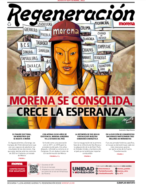 Ya está disponible la nueva edición del <a href="/P_Regeneracion/">Regeneración</a>, el periódico de las causas justas y del pueblo organizado🗞️en su edición agosto-septiembre 2022

¡Descárgalo de manera gratuita en nuestro sitio de  morenflix! 👇
morenflix.mx/regeneracion-a…