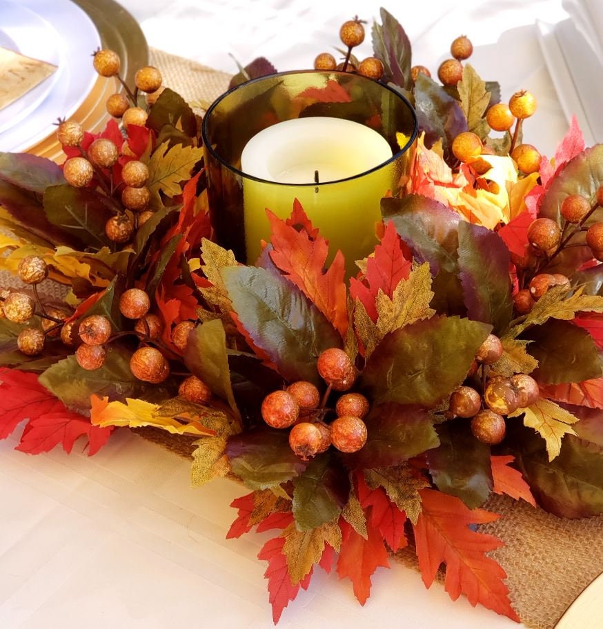 2dogzart's tweet photo. 2DogzArt #etsy shop: Fall Candle Wreath with Up-cycled Bottle Candle Holder and Flameless LED Candle | Small Fall Wreath | Thanksgiving Candle Centerpiece https://t.co/2QkCCSaXdq #thanksgiving #fallcenterpiece #thanksgivingcandle #flamelesscandle #2dogzart https://t.co/E6yXO4CH2n