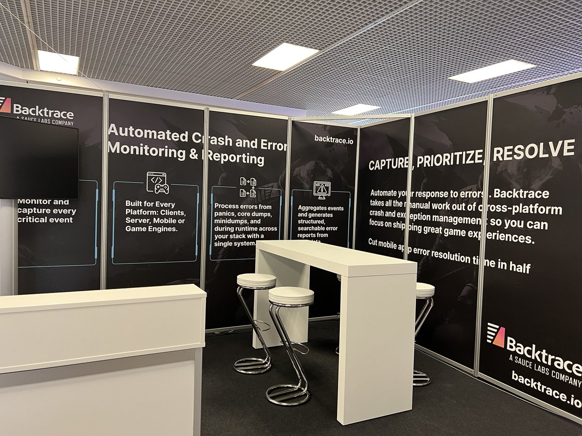Preparing for #ddc2022. Come to booth A1.5 next to #unity to talk about Automated Crash and Error Monitoring and Reporting by Backtrace a Sauce Labs company. Or to just say hi 👋 #gamescom2022 #ddc2022 #saucelabs #backtrace