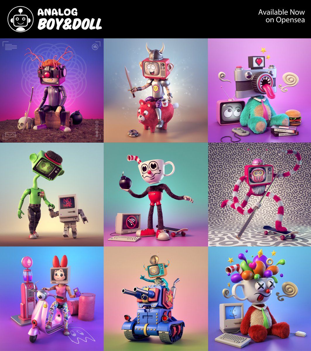 "Analog Boy &amp; Doll" memories of childhood TV
on <a href="/opensea/">OpenSea</a>📺👾👾👾Let's have fun together.

opensea.io/collection/ana…

opensea.io/collection/ana…

#NFT #NFTCommunity #NFTdrop #nftart #OpenSeaNTF #NFTartists #Polygon #NFTJPN