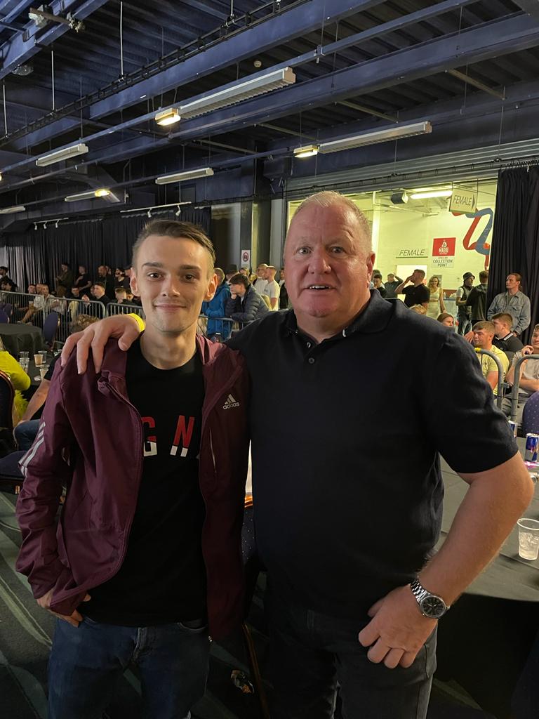 Macaule38353148's tweet photo. A true honor meeting super John last night whist watching @alexmurphy0404 fighting at the #unibol #bwfc great to see such a legend in attendance https://t.co/POfhLlkUxs