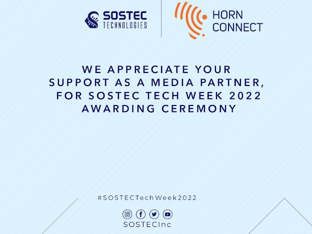 SOSTEC Technologies (@sostecinc) on Twitter photo We appreciate your support <a href="/Hornconnect/">Hornconnect</a> as a media partner for #SOSTECTechWeek2022 Awarding Ceremony. We appreciate your support <a href="/Hornconnect/">Hornconnect</a> as a media partner for #SOSTECTechWeek2022 Awarding Ceremony.