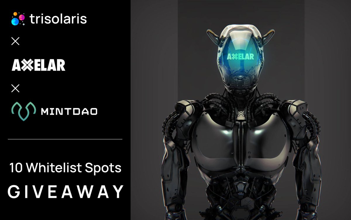trisolarislabs's tweet photo. In celebration of our partnership with Axelar, we are giving away 10 whitelist spots to their #NFT collection (on ETH network)!

To Join:👇

1️⃣Follow @mintdao_io @axelarcore @trisolarislabs
2️⃣Like &amp; Retweet this Tweet
3️⃣Tag 2 friends

The contest will last 72 hours! 🚀 https://t.co/peplq8IDYX