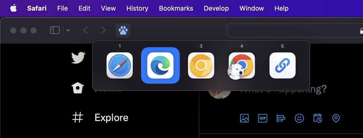 sindresorhus's tweet image. The latest version of Velja includes a Safari extension, which makes it faster to open the current page or a link in a different browser. Just click the toolbar button or right-click a link.

Extensions for other browsers are coming soon.

apps.apple.com/no/app/velja/i…
