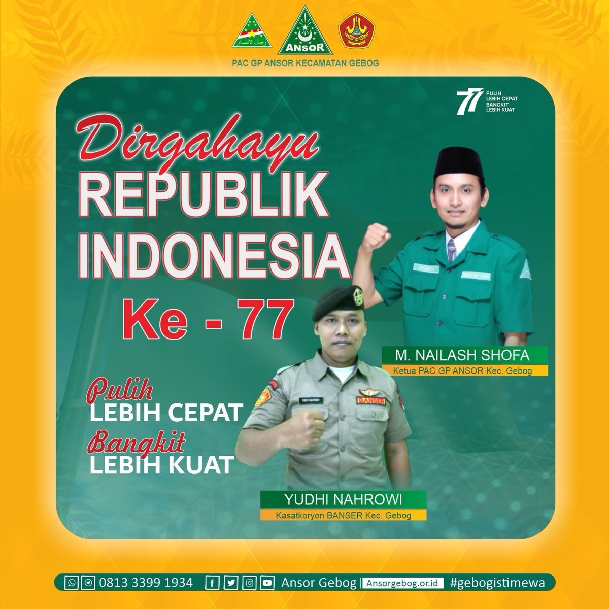 AnsorGebog's tweet photo. M e r d e k a 🇲🇨
Dirgahayu Republik Indonesia ke 77 tahun.
"Pulih lebih cepat, bangkit lebih kuat".
17 Agustus 2022 https://t.co/As9xGe1v9A