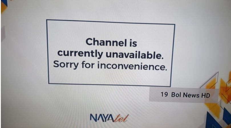 JournalismPk's tweet photo. BOLNews telecast #PTI Chairman Imran Khan's speech in Rawalpindi with a three-minute time delay as permitted by regulator #PEMRA, but it has now been taken off the air. https://t.co/6MPAtl2Ger