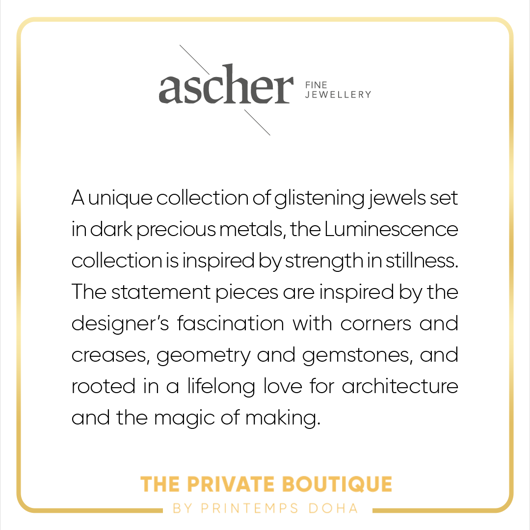 آشر وهي مزيج متوازن من الأشكال الهندسية الحادة والأحجار الكريمة ، والتي تعكس إبداع الهندسة وسحر التصميم في آن واحد.
متوفر لفترة محدودة فقط وحتى نفاذ الكمیة ،اكتشف المزید من خلال التسجیل في البوتیك الخاص لدى برنتان عبر الإنترنت.