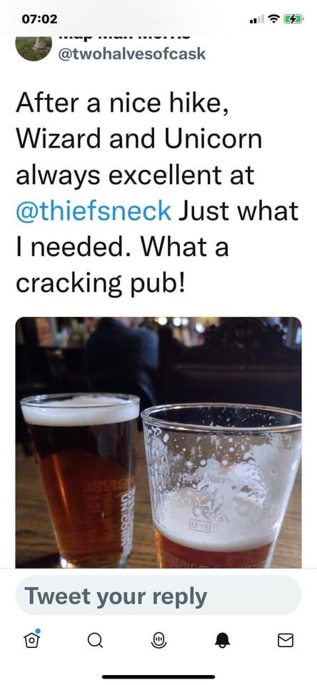 thiefsneck's tweet photo. @thiefsneck some lovely reviews really appreciated still short staffed 😩 #beer #caskale #dogfriendly #hiring #traditionallocal #pub https://t.co/RhCxQfFtzP