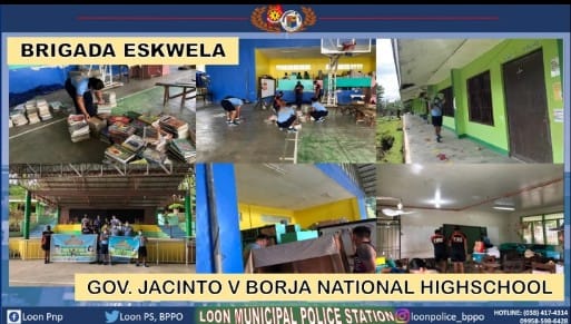 loonpsbppo's tweet photo. August 19, 2022: Cantaongon, Loon, Bohol - Brigada Eskwela at Gov. Jacinto V Borja National Highschool
#TeamPNP
#TeamLoonGoodCops
#WeServeandProtect
#PNPPATROLPlan2030 https://t.co/m07wdEM6b8