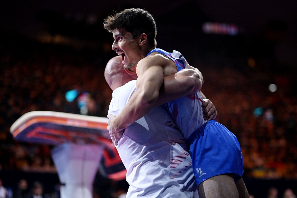 Living the moment 🙌

@jake_e_j wins gold in the men's vault final with a score of 14.983 🥇

#Munich2022