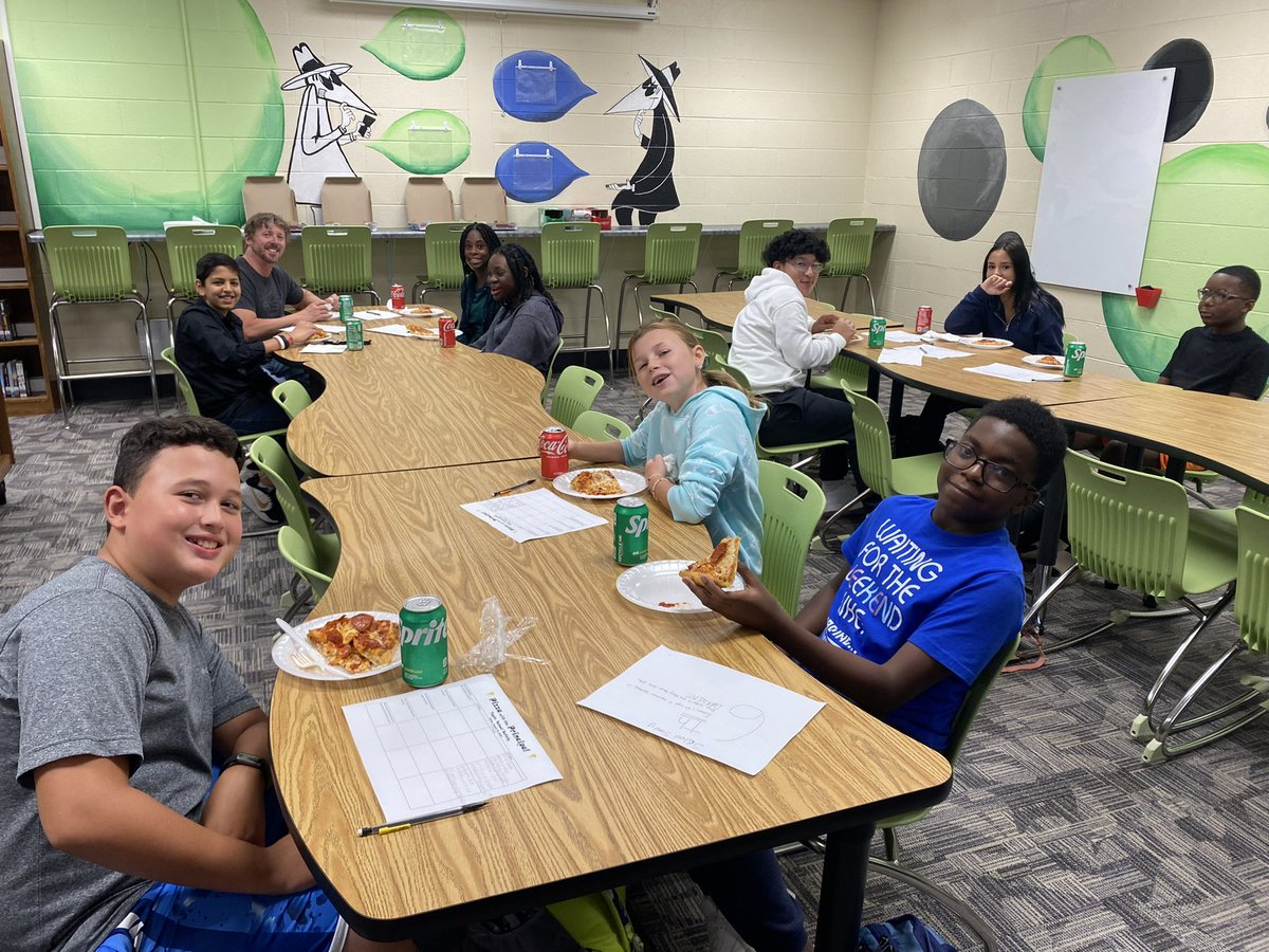 epmsraiders's tweet photo. Friday kicked off the first session of Pizza with the Principal. 🍕 Mr. Alverson invited 3 students from each grade level to join him for lunch and conversation about school safety.
#pauldingstrong
#engageinspireprepare
#consistenteffectivesustainable
@pauldingboe @Supt4PCSD https://t.co/NgDF0BEcRd