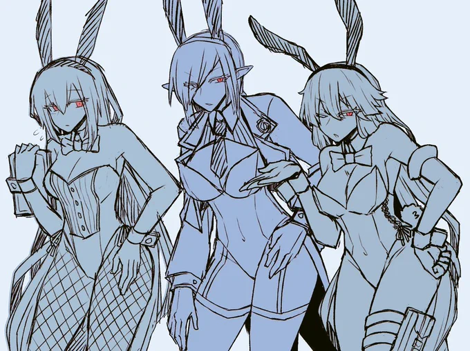 9月のオンリーのノラさん()の本に寄稿したやつのアビサルのバニーの下書きの一部のやつちゃんとカラーですよろしくお願いします 