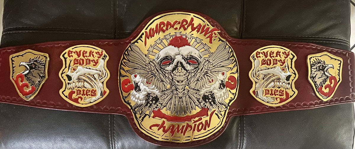 LanceHoyt's tweet photo. LAST Custom #MurderHawk Championship belt. #10 of only 10 made. 
Signed and delivered.  

Email me for SERIOUS inquiries 
Lancehoyt1977@gmail https://t.co/MlSu3x9ZA5