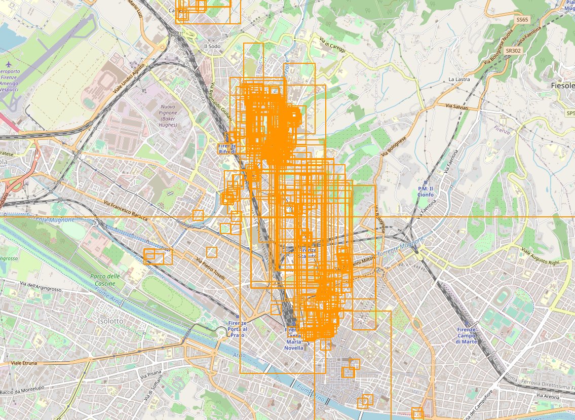 Last 24 h of changesets in Firenze on OSM (straight from the website). You can see where the conference and the social event were located 😃 #SotM2022 #OpenStreetMap