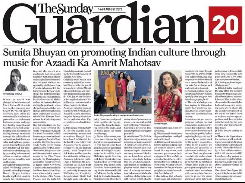 Thank you @SundayGuardian & @nooranand for this lovely feature on my recent USA tours and programs for @AmritMahotsav