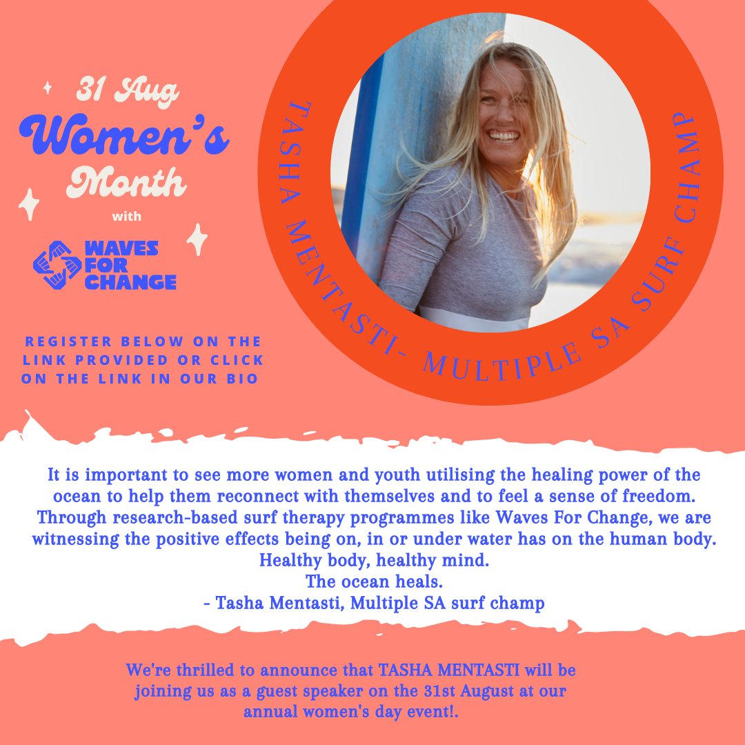 In celebration of women’s Month, Waves for Change will be hosting a holistic ocean and wellbeing event on the 31st August 2022 from 9 am to 13 pm at Folk Cafe in St James. Click on the link to register(Link in Bio): docs.google.com/forms/d/e/1FAI…