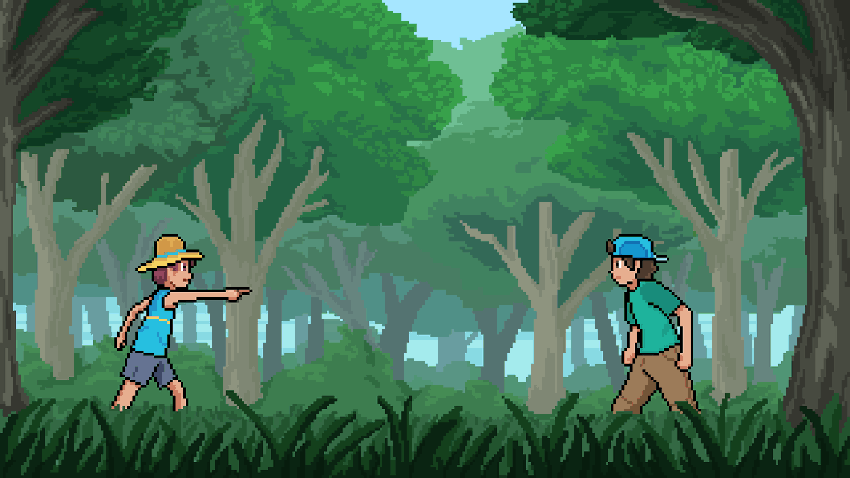 16bitatom's tweet photo. Few days ago, I made friends with a young boy named Apollo. He likes catching bugs, and eating fruits.

He even challenged me for a battle, it was a lot of fun!

I've met quite a few people in Yorokobi and I'm excited for what lies ahead. https://t.co/nY9cF0k4Tt