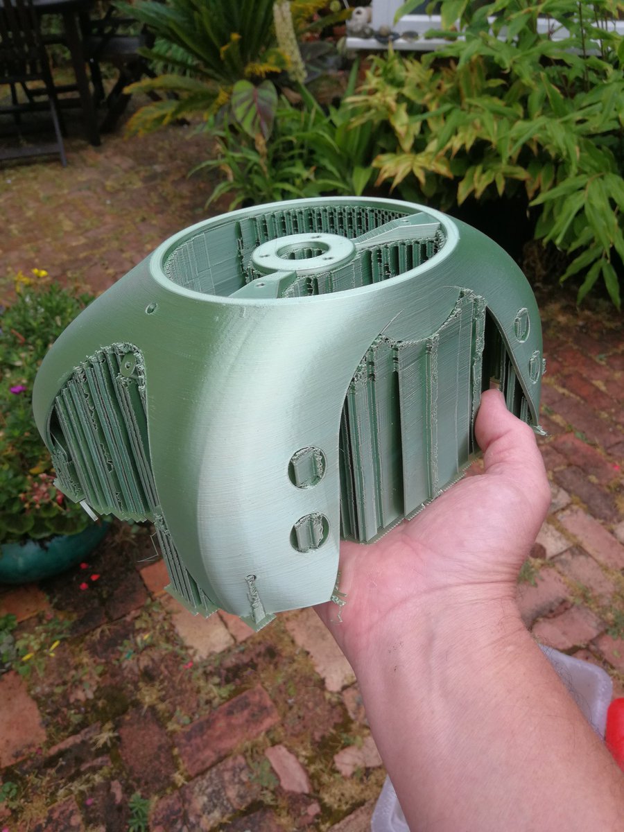 My longest ever #3dprinting effort and my most tricky designed part. The shell for #JeF3d3 #arduino #robot