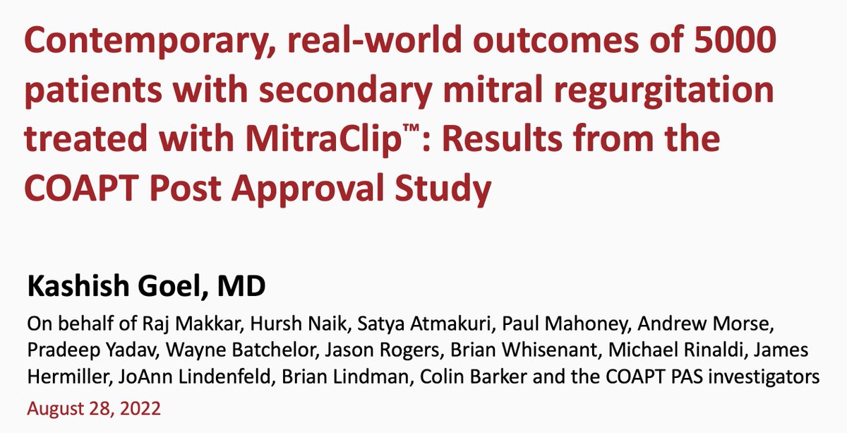 Kashish Goel (@kashishgoelmd) on Twitter photo Want to know the outcomes of MitraClip in secondary MR since FDA approval? Come join me at #ESC2022 where I will be presenting the COAPT Post Approval Study as a Late-Breaker on Aug 28 <a href="/PaulMahoneyMD/">Paul Mahoney</a> <a href="/PradeepYadavMD/">Pradeep Yadav</a> <a href="/_WayneBatchelor/">Wayne Batchelor, MD</a> <a href="/JasonHRogersMD/">Jason Rogers</a> <a href="/colinbarkerMD/">Barker</a> <a href="/ESC_Journals/">European Society of Cardiology Journals</a> Want to know the outcomes of MitraClip in secondary MR since FDA approval? Come join me at #ESC2022 where I will be presenting the COAPT Post Approval Study as a Late-Breaker on Aug 28 <a href="/PaulMahoneyMD/">Paul Mahoney</a> <a href="/PradeepYadavMD/">Pradeep Yadav</a> <a href="/_WayneBatchelor/">Wayne Batchelor, MD</a> <a href="/JasonHRogersMD/">Jason Rogers</a> <a href="/colinbarkerMD/">Barker</a> <a href="/ESC_Journals/">European Society of Cardiology Journals</a>