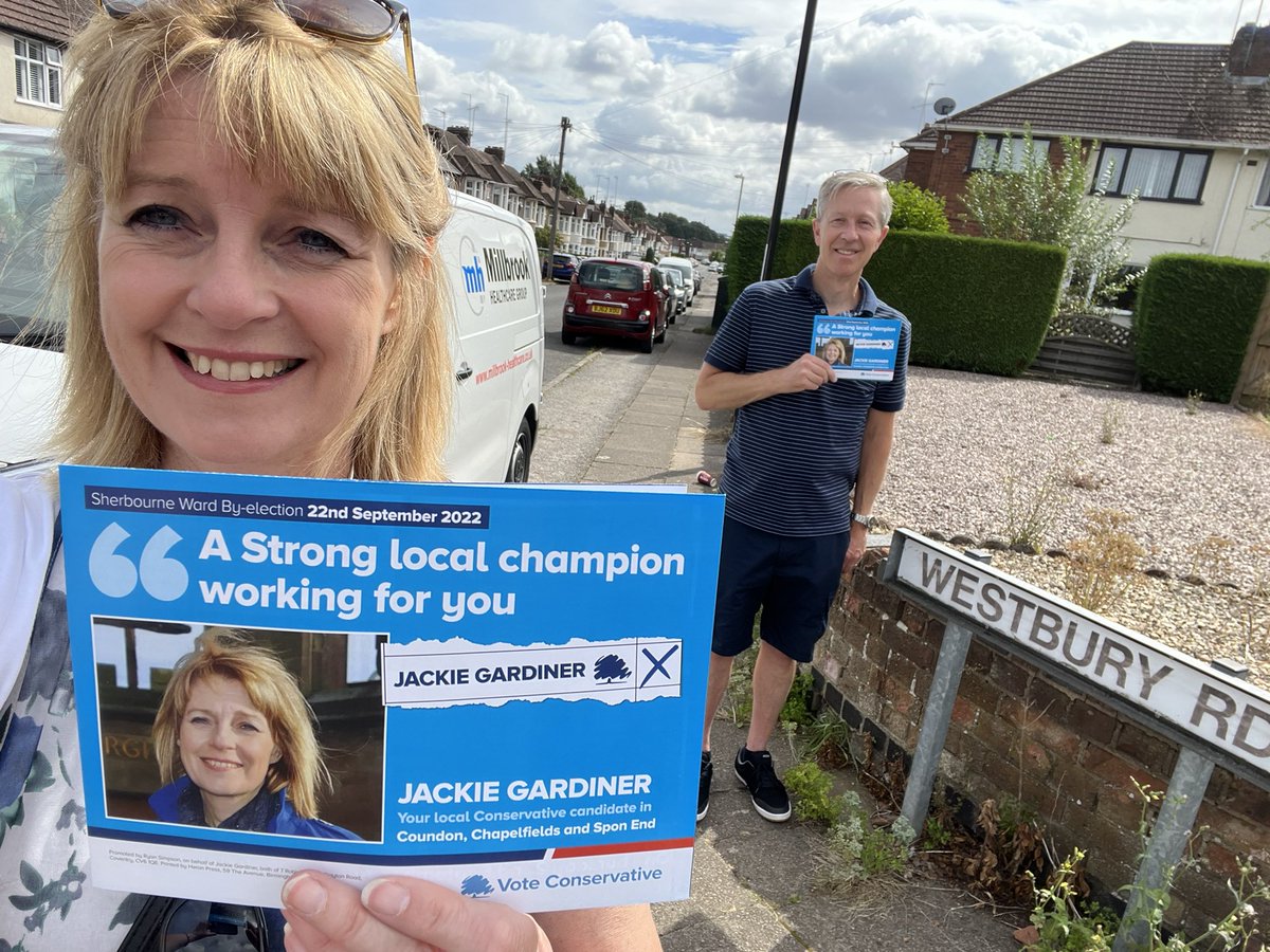 Lovely to be delivering and listening to residents in #SherbourneWard today. Honoured to be supported by our awesome Deputy Mayor @birdijaswant on a beautiful summers day🌞#ConGain #ByElections2022 #SaveCoundonWedge