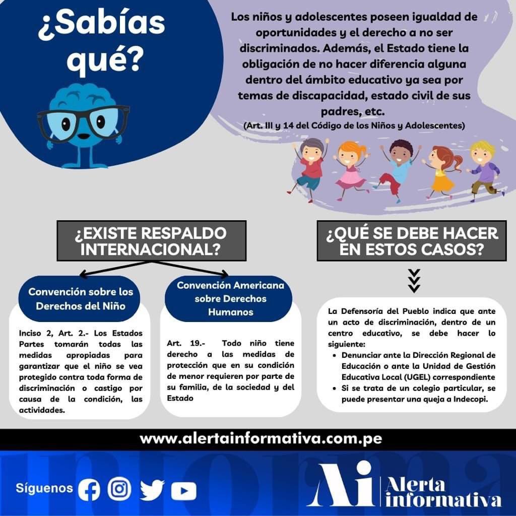 AlertaInformati's tweet photo. 📌¿Sabías qué? Los niños y niñas poseen igualdad de oportunidades y el derecho a no ser descriminado. #FelizDiadelNiño
📑Ver contenido aquí: https://t.co/yNW848VCtR https://t.co/osYeGiHcoA