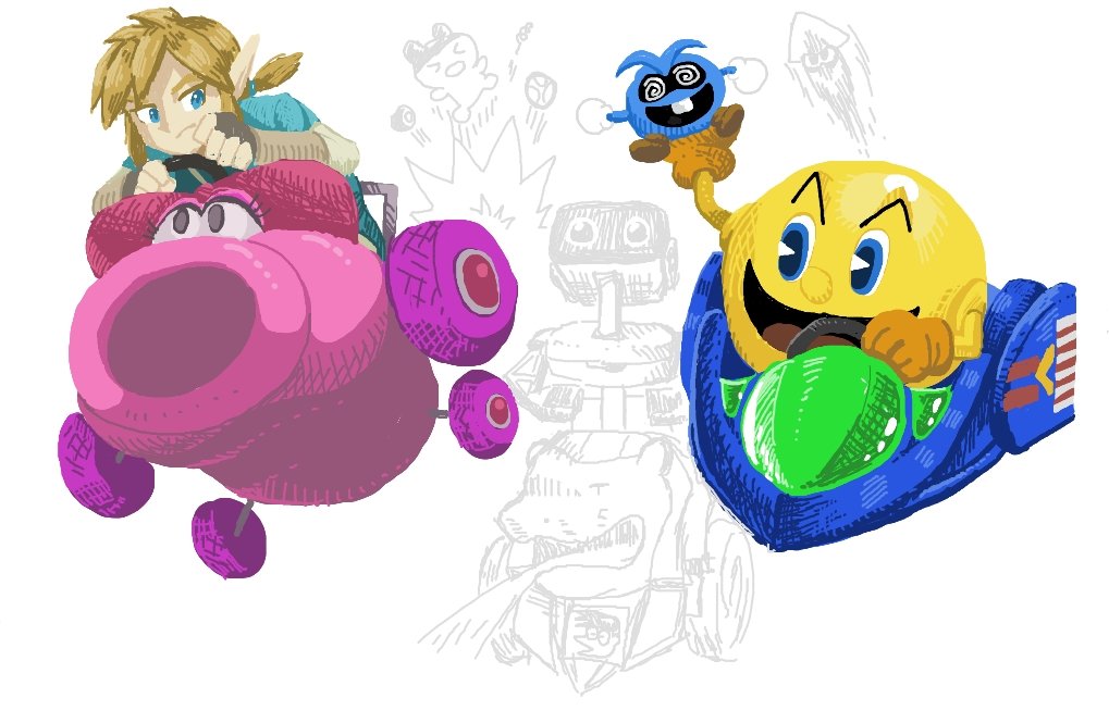 リンク(ゼルダの伝説) 「絵チャにてお題:マリオカート 」|とのイラスト