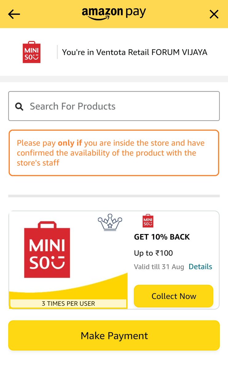 Karthik_Murali's tweet photo. Today i learnt a new concept called Smart Stores by Amazon Pay in Amazon app. Amazon is getting even offline stores to their ecosystem. So you choose what to buy, select nearest store, walk in, scan QR ,pay thru Amazon with offer, walkout with product.Just so simple but brilliant https://t.co/kUya6wY6P3