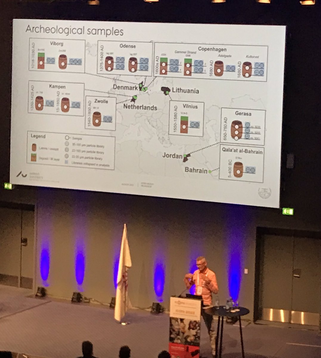 NicoJSmit1's tweet photo. How to recognize a worm parasitologist - the person who get REALLY excited about digging for worm eggs in 1 400 old viking toilets! Great talk by Plenary speaker of #ICOPA2022 Peter Nejum on Living with Parasites. @ICOPAnhagen https://t.co/gdYCgyAyO9