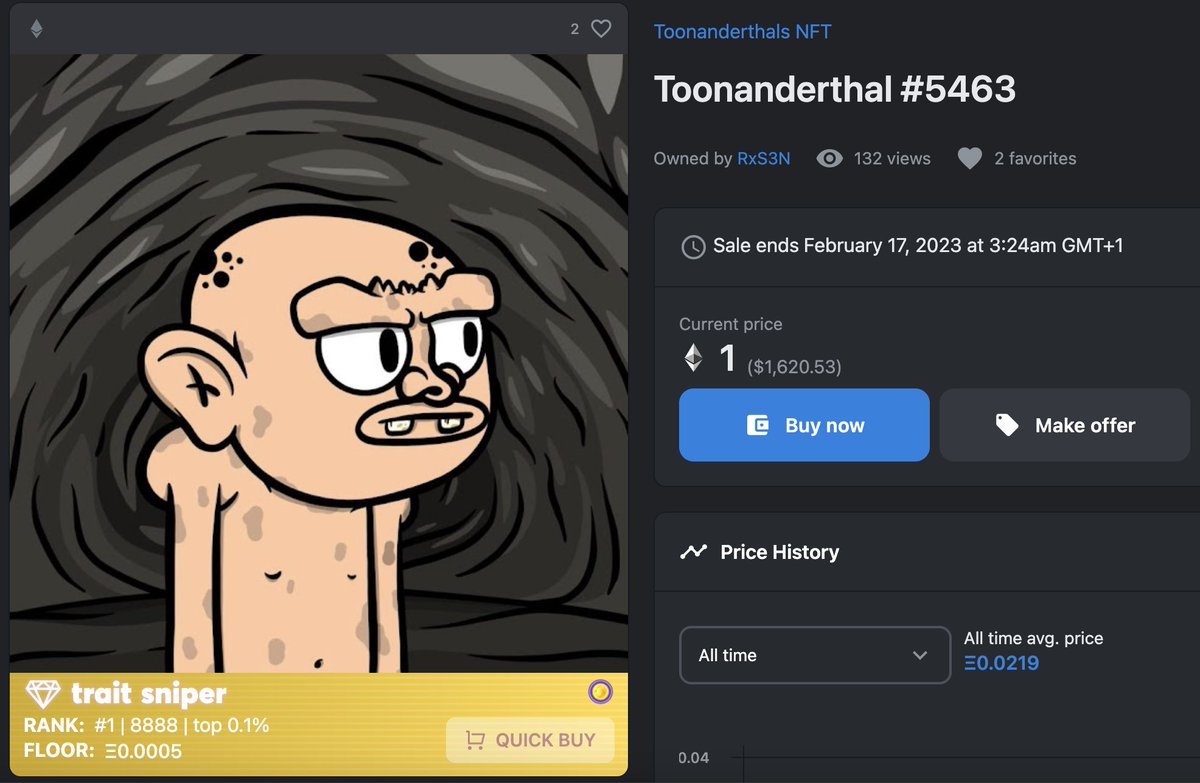 toonanderthals's tweet photo. We love too see it 👀 

Currently there are some amazing Toons up for grabs with this being Rank #1 🪓 🪨 

#nfts #nftart #freemint #minting #mints #NFTshilling https://t.co/TS9UgO47zf