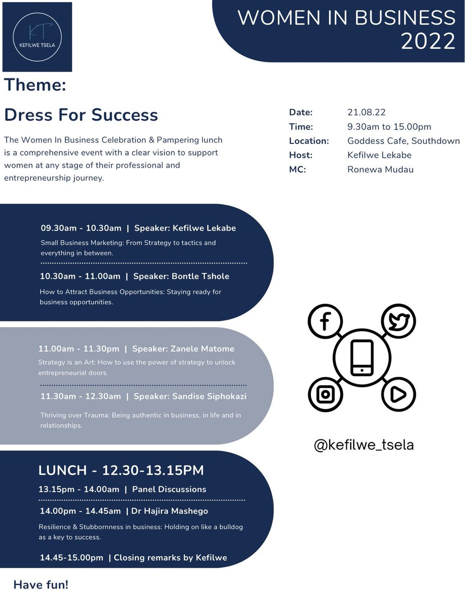 Talk about empowering one another as women. Thank you to <a href="/KefilweLekabe/">Kefilwe | Business Coach</a> for the well planned event. 

How our programme looked like. Women sharing their stories on running businesses. 

Am grateful I made it and exhibited.