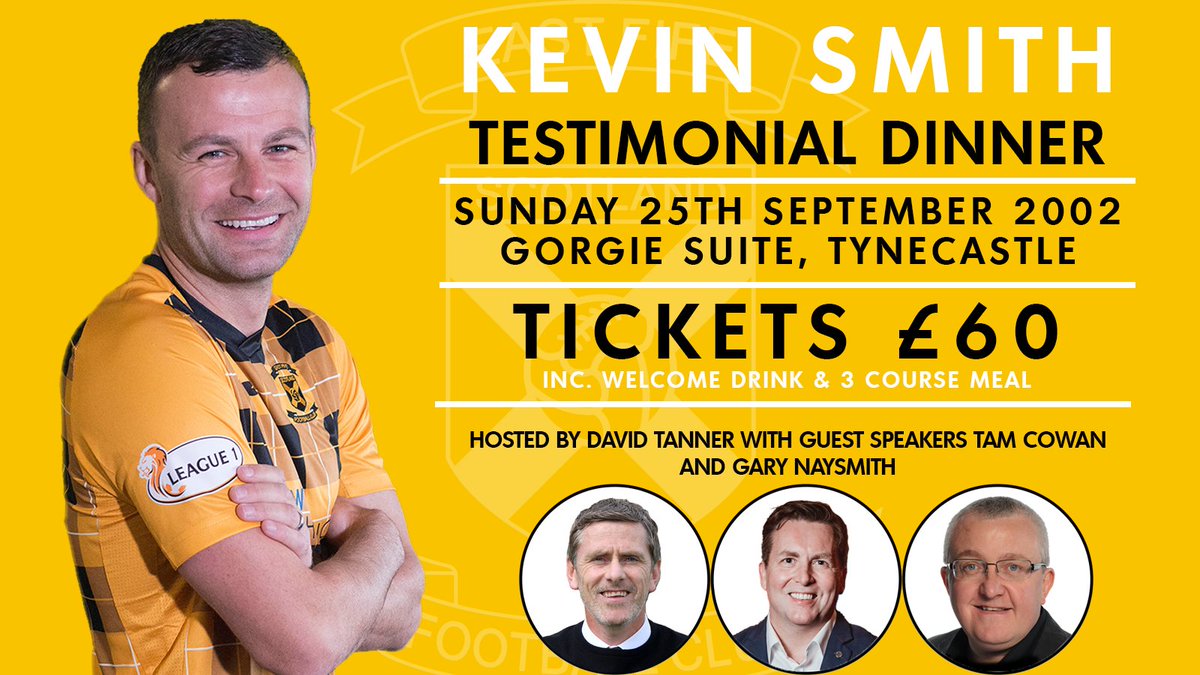 KevSmithTest's tweet photo. 🥂𝙆𝙚𝙫𝙞𝙣 𝙎𝙢𝙞𝙩𝙝 𝙏𝙚𝙨𝙩𝙞𝙢𝙤𝙣𝙞𝙖𝙡 𝘿𝙞𝙣𝙣𝙚𝙧

📅Sunday 25th September
🕢6:30PM
📍Gorgie Suite, Tynecastle
🎟️£60/person (inc. welcome drink &amp; 3 course meal)

To buy tickets📧kevinsmithtestimonial2022@btinternet.com

More info 🔗https://t.co/GKFDYVGggB

@kevsmith1987 https://t.co/bBMXbm6rfl