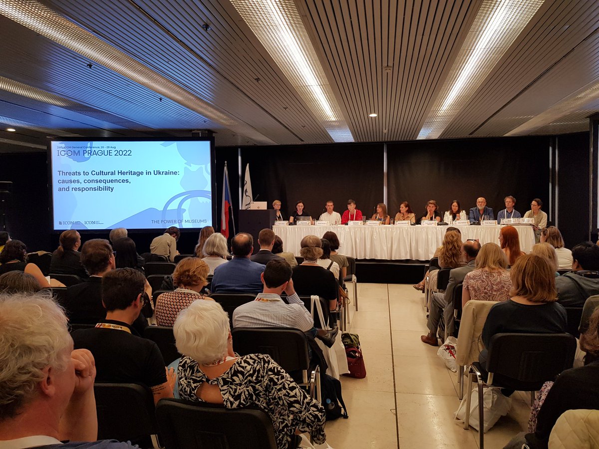 peinadormarta's tweet photo. #Heritage protection responses in #Ukraine in @IcomGC #ICOMPrague2022. Kateryna Chuyeva #ICOMUkraine explains damages in #museums & #CulturalHeritage in the country since the Russian invasion started. #StandWithUkraine https://t.co/DpVmzyXcWP