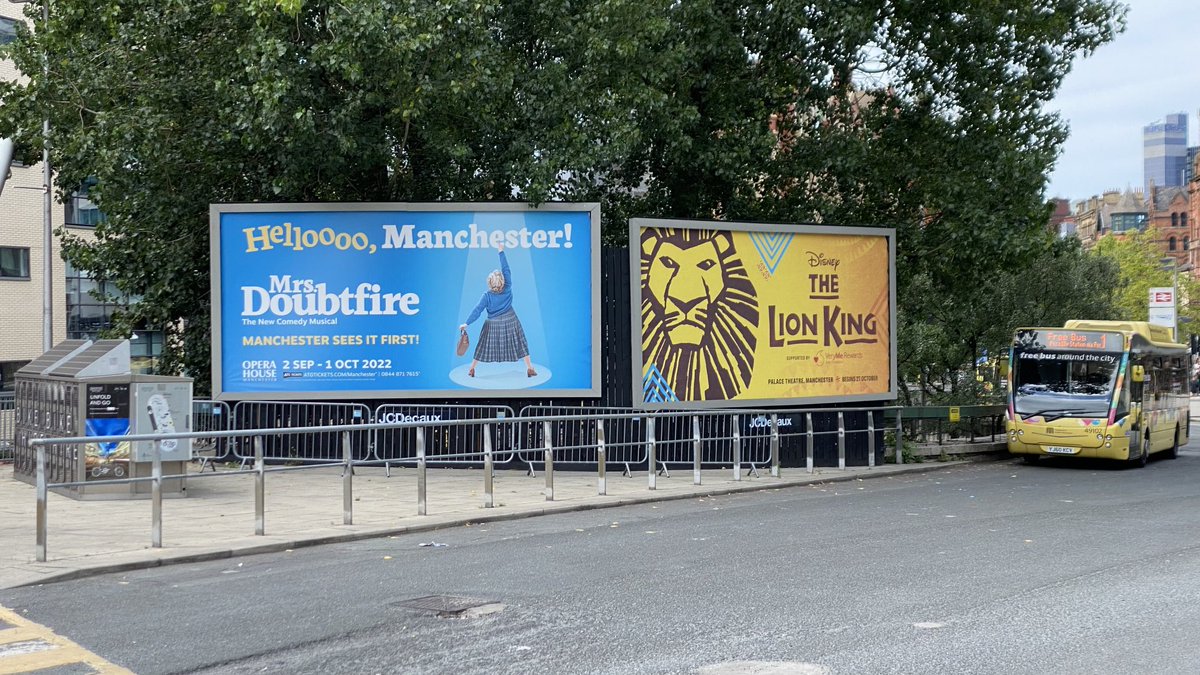 TheJunkBunk's tweet photo. The first thing to greet us when we got off the train at Manchester. #DoubtfireUK https://t.co/hKECC8raH4