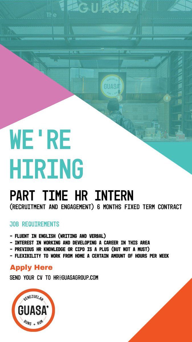 GUASALONDON's tweet image. We’re hiring! 
Part-time HR intern
6 months FTC
Apply now:
Send your CV to hr@guasagroup.com #JobAlert