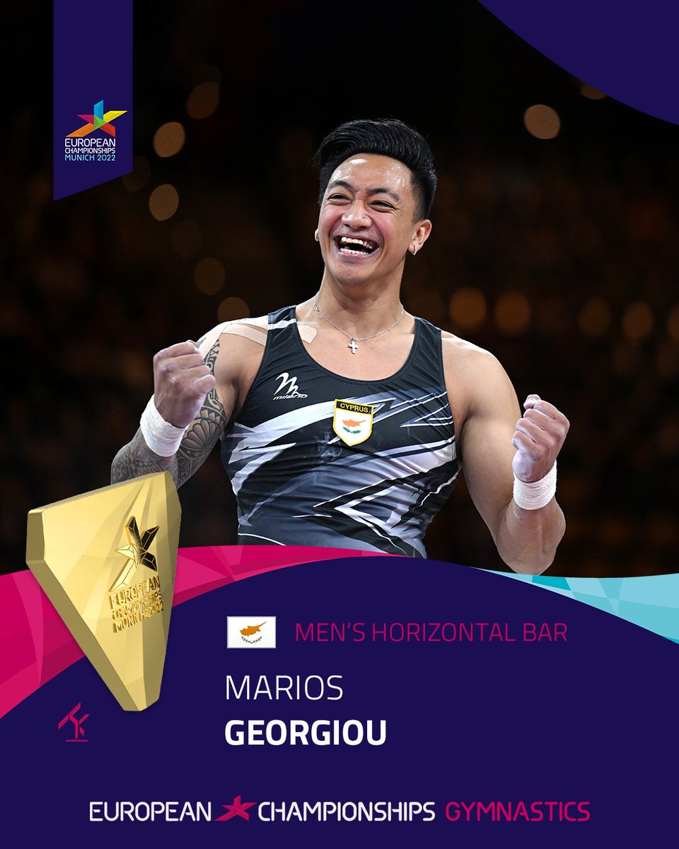 ECMunich2022's tweet photo. Congratulations Marios Georgiou 🇨🇾 Men's Horizontal Bar European Champion! #Munich2022

@euro_champs @uegymnastics https://t.co/DNOT55Zb33
