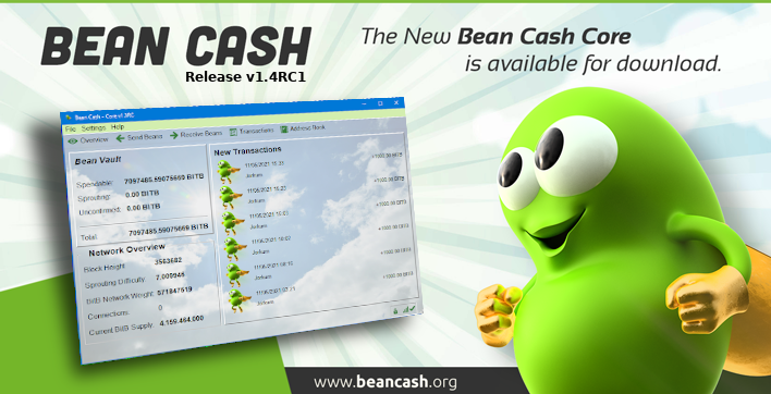 #TeamBean #BeanCore #BeanFamily The New Bean Cash Core v1.4RC1 (Release Candidate 1) is available for download for the following platforms:  Linux64, Windows 64 &amp; 32 #MacOS will be next beancash.org/downloads.html #BeanCash $BITB $BEAN #CryptoNews #altcoin <a href="/BitBean_jp/">BitBean.jp</a> <a href="/BitbeanE/">BitbeanEuro</a>