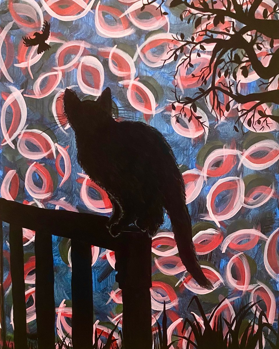 GildedyTableaux's tweet photo. Yum, yum. Acrylics, gouache, media paper, 11x14.

#cat #chat #gatto #gat #katt #gato #popoki  #maow #kitte #miu #mau #koshka #katti #kucing #kit #kedi #katze #catsofinstagram #cats #catart #catpainting #silhouette #yum #yumyum https://t.co/vsoif4aoXN