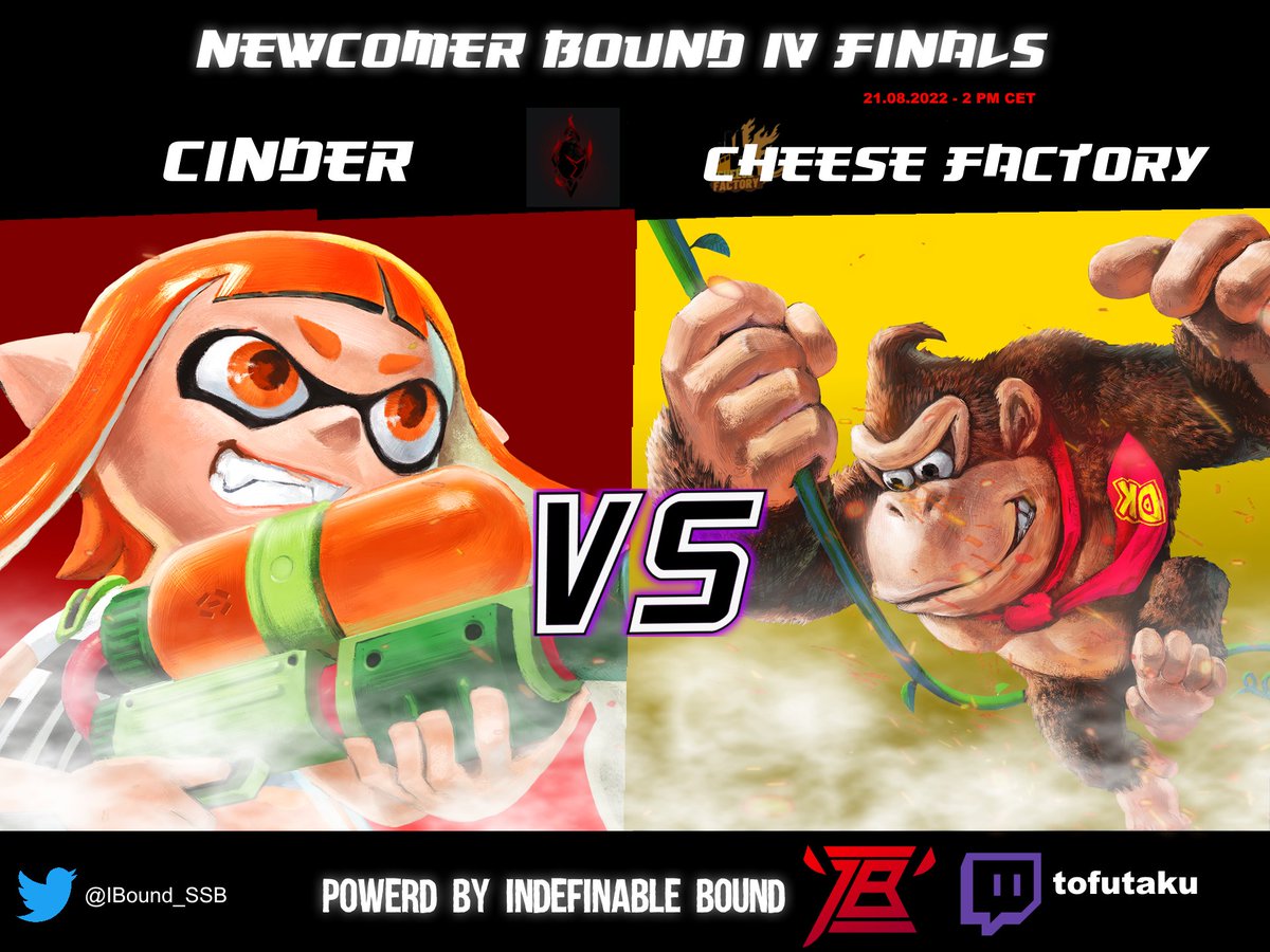 IBound_SSB's tweet photo. Newcomer Bound IV - Halbfinale!
Cheese Factory vs @cinder_crew 
https://t.co/VhtVgTonSa https://t.co/oH3wNSpU84