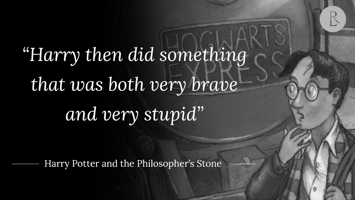 rowlinglibrary's tweet photo. “Harry then did something that was both very brave and very stupid” - Harry Potter and the Philosopher's Stone https://t.co/29ZA1BJE7F